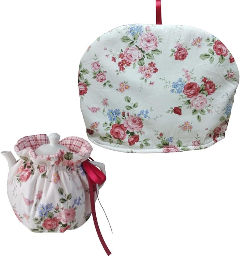 OLizee 2pcs Insulated Tea Cozy for Teapot & Kettle Warmer Cover - Home Kitchen Decor Flower - Image 1